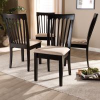 Baxton Studio RH319C-Sand/Dark Brown-DC Minette Modern and Contemporary Sand Fabric Upholstered Espresso Brown Finished Wood Dining Chair Set of 4